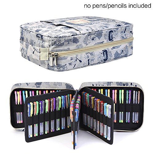 202 Colored Pencils Pencil Case / 136 color gel pens Pen Bag / Marker organizer - Universal Artist use Supply School Zippered Large Capacity slot Super big Professional Storage qianshan sketch