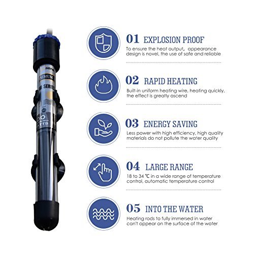 SONGJOY 500W Submersible Aquarium Heater for Tropical Fish with Suction Cup