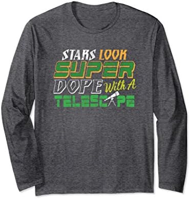 Unisex Funny Stargazing Space Geek Telescope Hoodie Moon Stars Sky Small Dark Heather