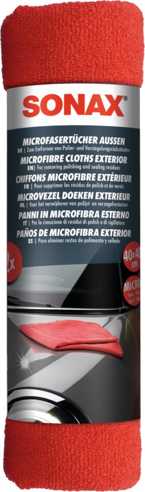 SONAX Microfibre Cloths Exterior (2-Pieces) For removing polishing and sealing residues | Art-Nr. 04162410