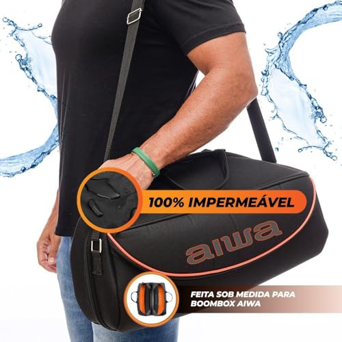 TRIBOSHOP Bolsa Case Capa Bag Compatível Boombox Plus Aiwa, A Prova D'Água, Acolchoado - Com Alças De Mão E Ombro