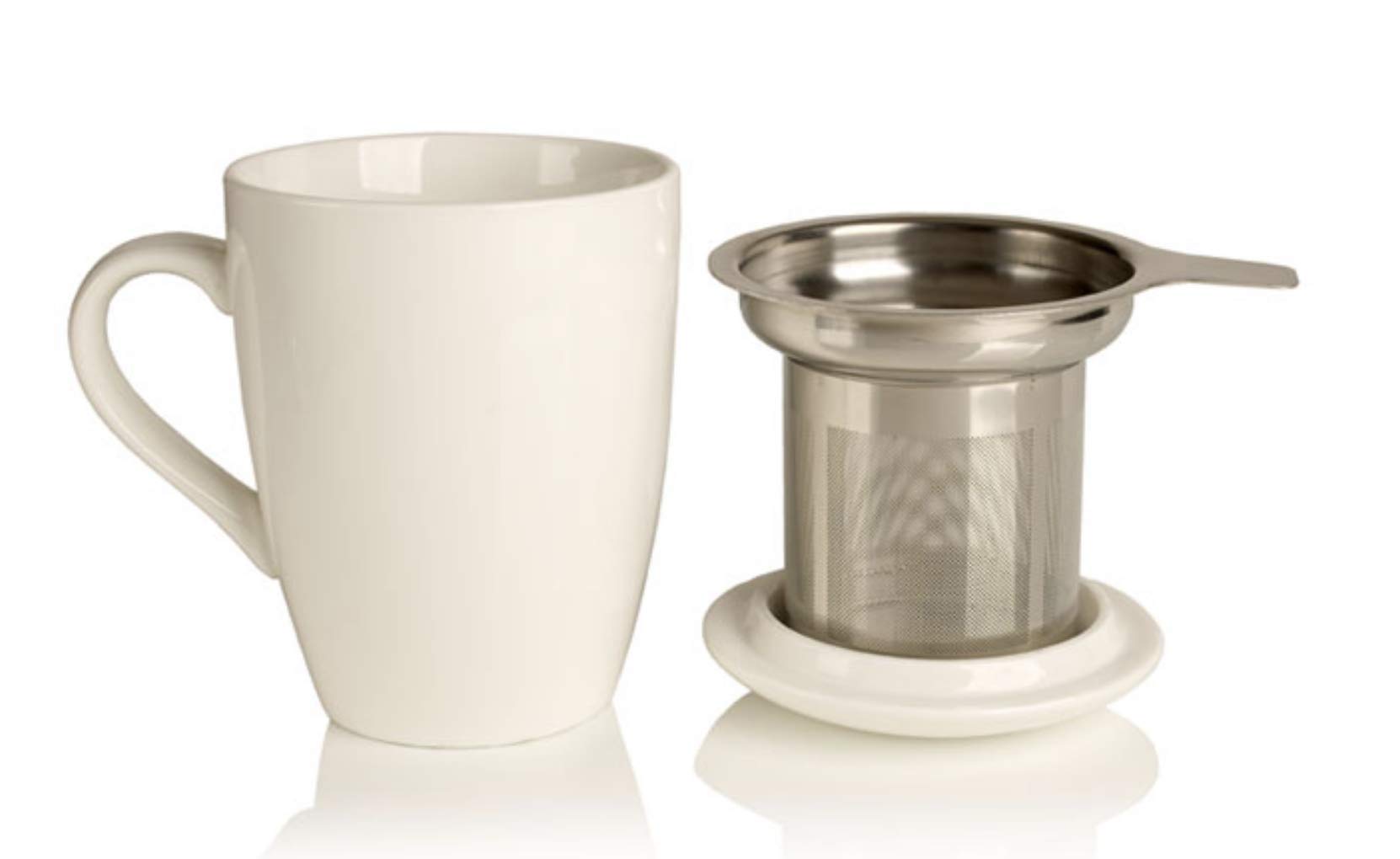 Adagio Teas w Porcelain Infuser Mug, 12oz, White