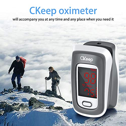 CKeep Fingertip Pulse Oximeter Blood Oxygen Saturation Monitor for Sports or Aviation with LED Screen and Batteries - Thumbnail 6
