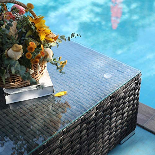 PHI VILLA Rattan Gartenmöbel Sets, Sitzgruppe Polyrattan Lounge Sets 3 Teilig mit Glastisch Outdoor, rostbeständiger… – Bild 4