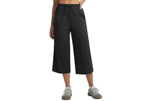 baleaf Wide Leg Pants for Women Capri Cropped Pant Lightweight Quick Dry High Waist with Pockets Loose Fit Sweatpants Travel