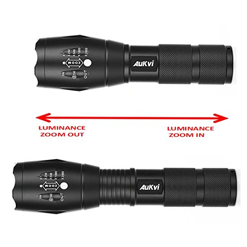 Aukvi LED FLASHLIGHT - High Lumen, Zoomable, 5 Modes, Water Resistant, Handheld Light - Best Camping, Outdoor, Emergency, Everyday Flashlights