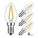 HzSane 2W LED Filament C7 Night Light Bulb, 2700K Warm White 200LM, E12 Candelabra Base Lamp C7 Mini Torpedo Shape, 15W Incandescent Replacement, Refrigerator Bulb, Non-dimmable, 4 Pack