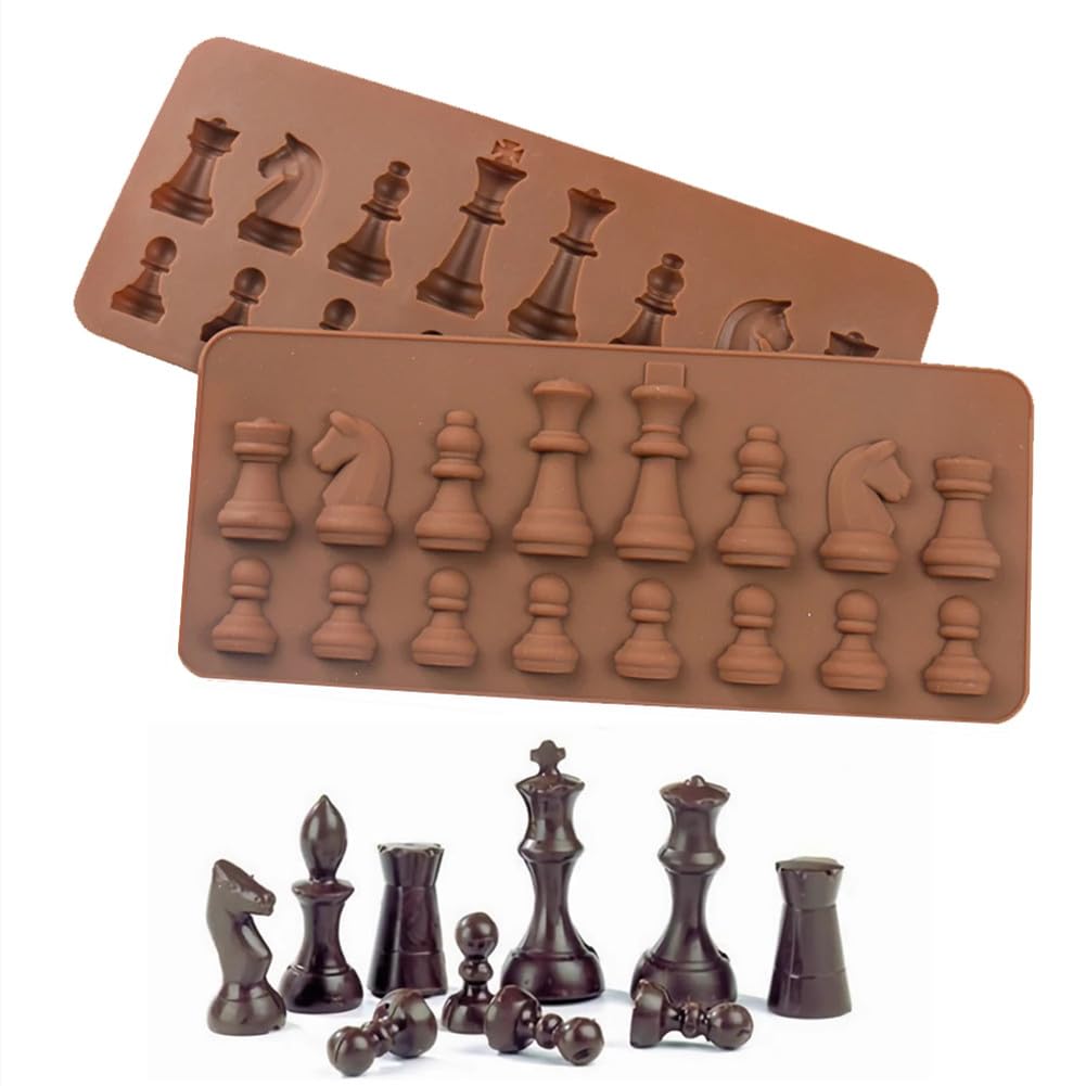 2pcs Silicone Chocolate Mold International Chess Shapes Chocolate Cake Jelly Ice Fondant Mold Mould Baking for DIY Candy Cake Topper Decoration