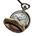 New Mens Stainless Steel Case White Dial Amber Front Antique Pocket Watch with Chain