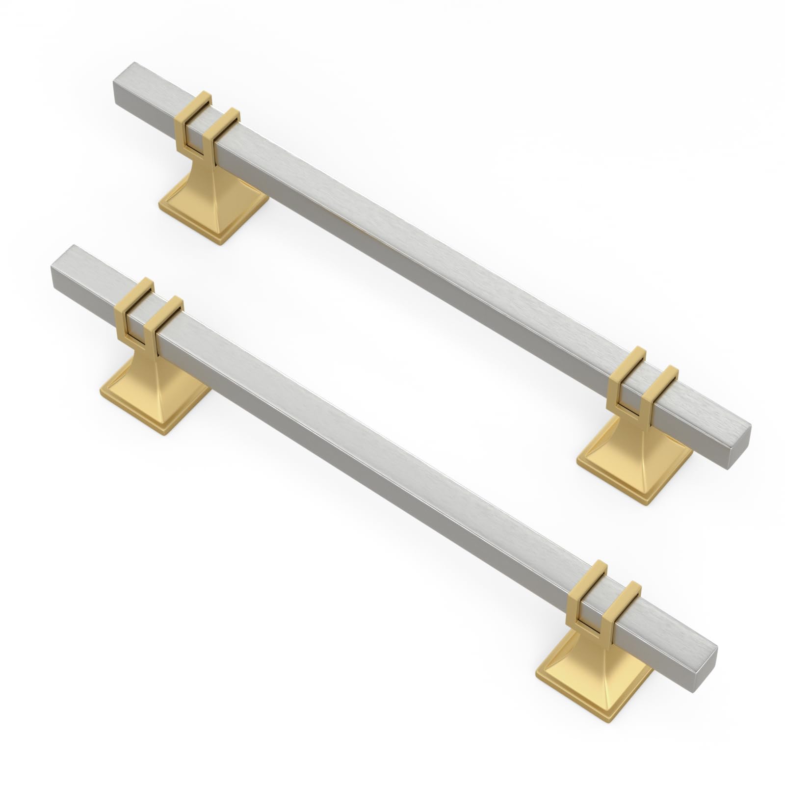 Lepatape 10 Pack 6-1/4 Inch Cabinet Pulls Brushed Nickel and Gold Cabinet Pulls, Silver and Gold Dresser Drawer Pulls Kitchen Cabinet Hardware Image