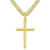 HOBATS Cross Necklace for Men 14K Gold Cross Necklace for Men Gold Crosses Chain Necklaces for Mens Robust Pendant Paired with Cuban Chain Mens Crosses Necklaces 20/22/24in