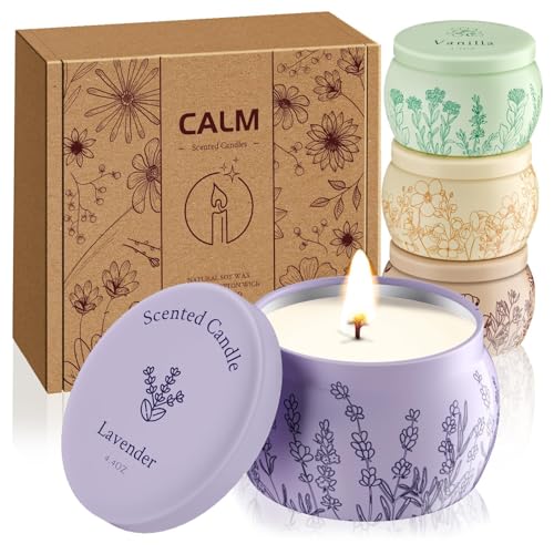 Scented Candles Gift Set for Women, 17.6oz, 4 Pack Soy Wax for