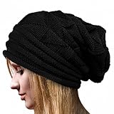 Sikye Outdoors Women Winter Warm Knit Hat Cap Soft Crochet Ski Caps Hat Braided Turban Headdress Cap (Black)