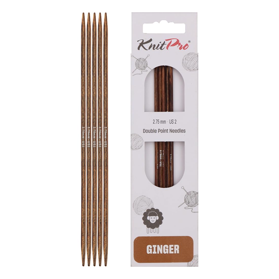 KnitPro Ginger Double Pointed Needles 5" (12.5cm) | 2.75mm