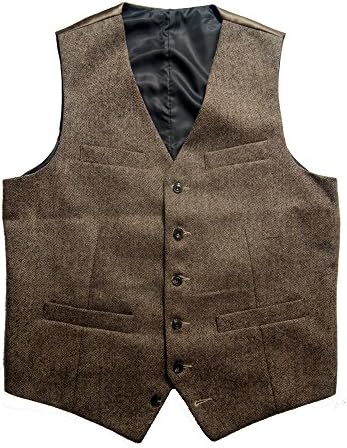 Tailorsun Vintage Mens Slim Fit Tweed Vest Brown (US 44)
