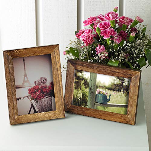 Emfogo 4x6 Picture Frame Photo Display for Tabletop Display Wall Mount Solid Wood High Definition Glass Photo Frame Pack of 2 - Thumbnail 2