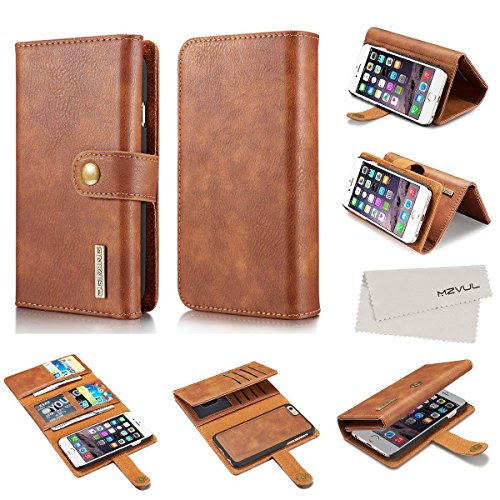 iPhone 6 Plus / 6s Plus Case, MZvul Tri-fold Premium Leather Wallet Case Stand Flip Cover with Multiple Card Slots and Magnetic Detachable Feature for Apple iPhone 6 Plus / 6s Plus (5.5in)- Brown