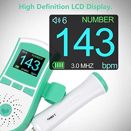 Portable Fetal Color Display Machine, Portable Pocket Carry for Heartbeat Monitor Handheld Probe