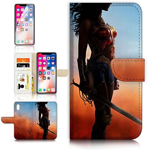 ( For iPhone X ) Flip Case Wallet Cover with Screen Protector - US B30003 - Wonder Woman Super Hero B30003