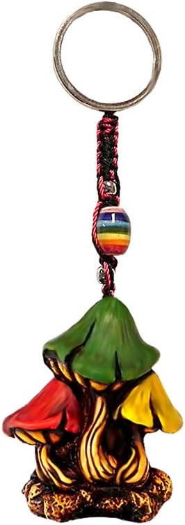 Gypsy Daze SmokesMia Jewel Shop - Triple Rasta Mushroom Decor 3D Key Holder | Multicolored Key Chain Gift | Car Decor Boho Accessories