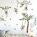 Runtoo Monkey and Tree Wall Decals Animals Jungle Wall Stickers TV Wall Décor for Baby Nursery Kids Bedroom