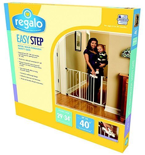 Regalo Easy Step Walk Thru Gate, White, Fits Spaces between 29" and 39" Wide