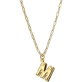 Vcagirest 18K Gold Plated Initial Necklace for Men Women Tiny Letter M Pendant Choker Necklace Fashion Accessories Christmas Birthday Jewelry Gift