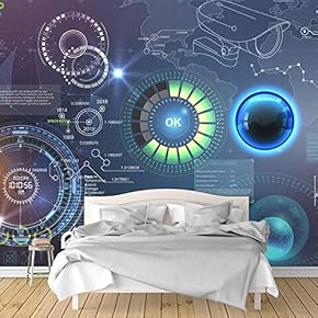 Wall Murals for Bedroom Secitific Mechanical Feeling Pictures Removable Wallpaper Peel and Stick Wall Stickers - 66x96 inches