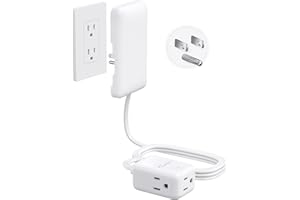 Outlet Cover Extension Cord Flat Plug 6ft, ETL Listed, NUTICT 3 Prong Extension Cord Indoor with 900J Surge Protector, Low Pr