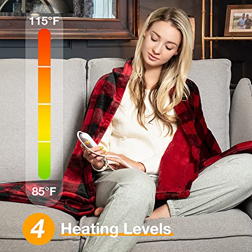 [5 Year Warranty] WOOMER Electric Heated Throw Blanket(50"x 60"), Soft