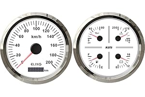 ELING Gauge kit 110mm Speedometer GPS 200km/h 4in1 Multi-Function Gauge Fuel Level Water Temperature 100-250℉ Oil Pressure Vo
