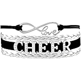 Infinity Collection - Cheerleading Bracelet - Rhinestone Black - Adjustable Cheer Charm, Jewelry, Gift for Cheerleaders, Teams, and Coaches