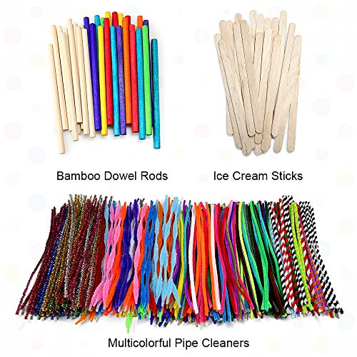 N&T NIETING 1212Pcs Assorted Colors Chenille Stems Pipe Cleaners for DIY Art Craft Supplies Kids Craft Projecties with Pipe Cleaners, Pony Beads, Pom Poms, Wiggle Googly Eyes, Folding Storage Box
