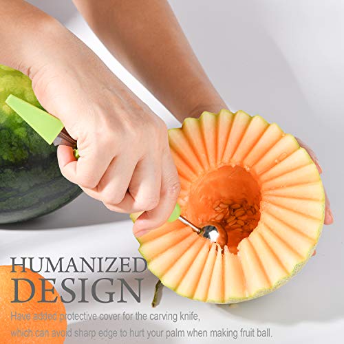 Melon Baller Scoop Set, 4 in 1 Stainless Steel Fruit Tool Set Melon