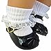 Black Patent Bow Shoes & White Lace Trim Socks For Bitty Baby Dolls & Bitty Twins
