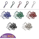 100 PCS ZYCST Universal Bent Springy R Pins RC Car Body Shell Clips for 1/10 RC Car Truck Buggy Crawler Short Course Replacement Parts