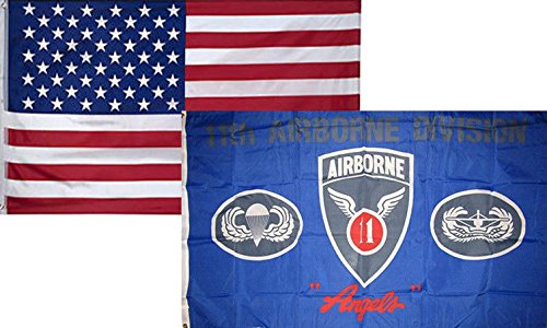 ALBATROS 3 ft x 5 ft USA American with 11th Airborne Division Flag (2 Pack) for Home and Parades, Official Party, All Weather Indoors Outdoors