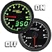 MaxTow Double Vision 10,000 RPM Tachometer Gauge - for 1-10 Cylinder Gas Powered Engines - Black Gauge Face - Green LED Illuminated Dial - Analog & Digital Readouts - 2-1/16