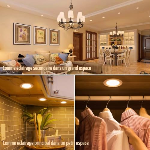 Tomosu Pack of 10 Extra Flat LED Recessed Spotlights, 5 W 450 LM Equivalent to 50 W Incandescence, IP44 Waterproof Bathroom Spotlight Warm White 2700 K, Hole Φ75-90 mm, AC220-240 V