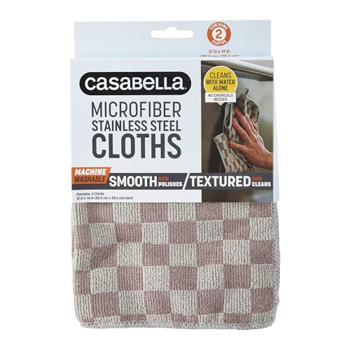 Casabella Microfiber Stainless Steel Cloth, Pack of Two