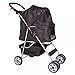 Black 4 Wheels Pet Stroller Cat Dog Cage Stroller Travel Folding Carrier 04T