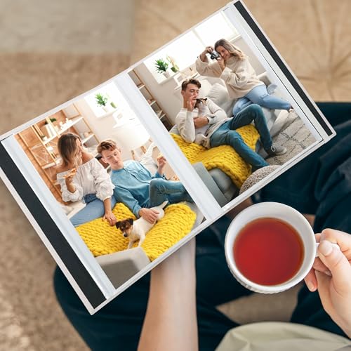 Remowith Photo Album 13x18 with Custom Cover - 26 Pockets (Holds 52 Photos) - DIY Photo Album for Family, Travel, Wedding, Beige