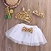 Toddler Baby Girls Gold Sparkle Sequins Design Tops Tutu Skirt and 3 Pcs Outfit Set (12-18 Months, White)