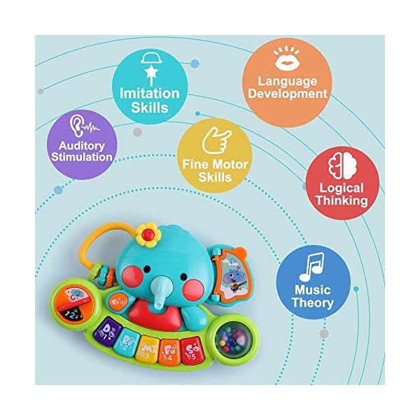 Baby Musical Elephant Toys, Toddlers Piano Keyboard Toy with Lights & Sound Music Activity Center Educational Learning…