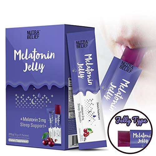 Melatonin 3 mg Wild Cherry Jelly (High Potency) - 21 Individually Wrapped Gummy Stick Packs, Sleep Aid Support with Gentle Formula, Safe for Travel