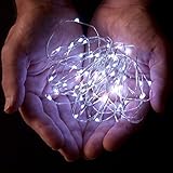 Micro LED Fairy Light 20 Foot 6m 60 Bring LED Battery Operated for Wedding, Christmas, Special Occasions (White)
