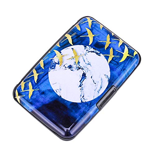 Elfish RFID Blocking Credit Cards Holder Aluminum Wallet Metal ID Case for Men Women (bird moon)