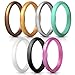 ThunderFit Stackable Silicone Wedding Rings for Women, Thin Rubber Engagement Bands 2.5mm Wide 1.8mm Thick - 1/2/3/4/5/7 Variety Multipack