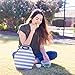 Neoprene Lunch Bag, Eco- Friendly Lunch Tote Bag For Women And Adults. Waterproof Insulated Travel Cooler Lunch Box-Gray White Stripes