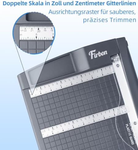 12" Guillotine Papierschneider,Schneidemaschine, Hebelschneider 12 Blatt Schneidleistung (80g A4) Mit Sicherheitsvorrichtung und Klingenarretierung für Karton, Fotos, Büro, Schule, Studio
